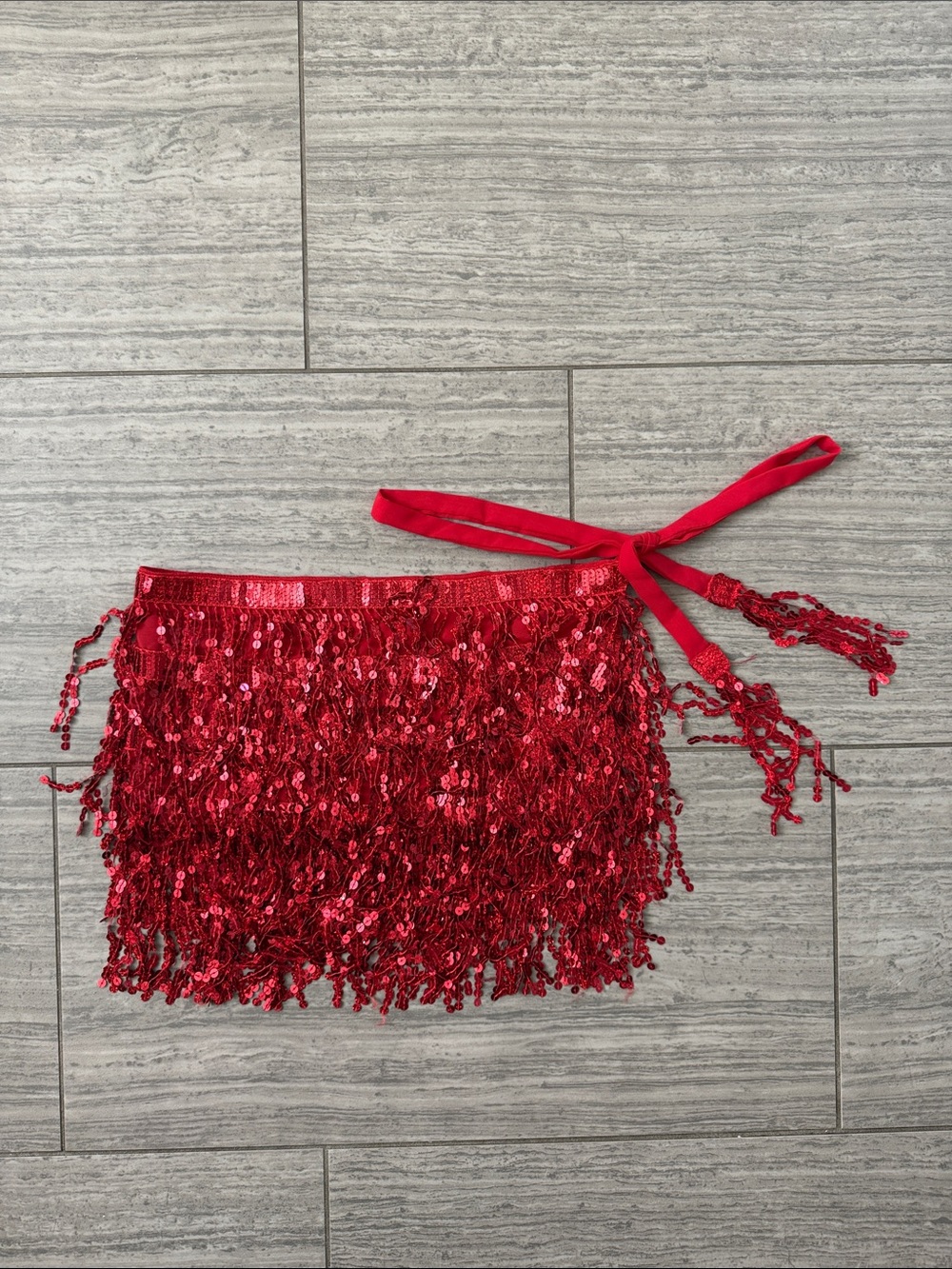 Red Beaded Fringe Women’s Skirt Tie around/Cover-Up